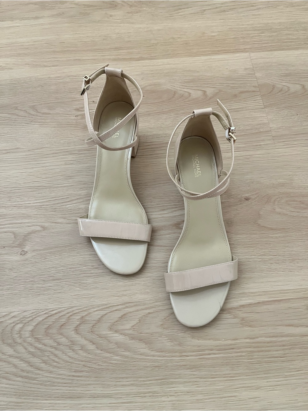 Michael Kors Beige Ankle-Strap Leather Sandals